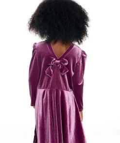 Chaser Velvet Puff Sleeve Dress Plum Pie