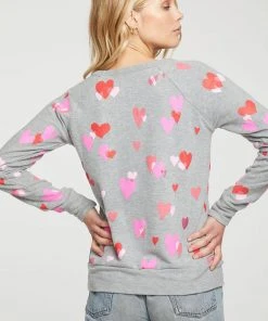 Chaser Heart Bliss Knit Pullover Grey