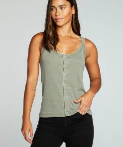 Chaser Vintage Rib Snap Tank Dill