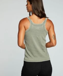 Chaser Vintage Rib Snap Tank Dill
