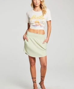 Chaser Smocked Rib Skirt Pistachio