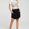 Chaser Smocked Rib Skirt Black 1 Chaser Smocked Rib Skirt Black