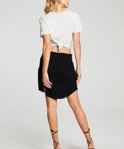 Chaser Smocked Rib Skirt Black