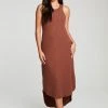 Chaser Poor Boy Rib Midi Tank Dress Cappuccino