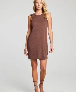 Chaser Jersey Ruffle Racer Dress Cappuccino
