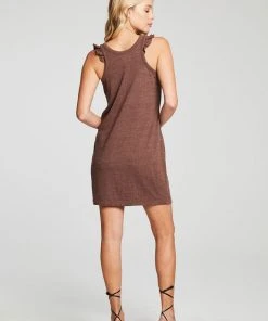 Chaser Jersey Ruffle Racer Dress Cappuccino