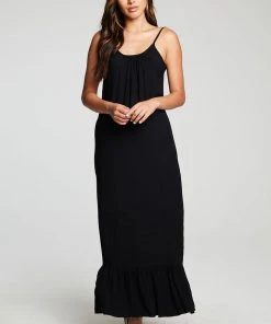Chaser Heirloom Tiered Maxi Dress True Black