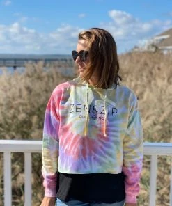 Zen&Zip Tie Dye Crop Hoodie Zen Rainbow