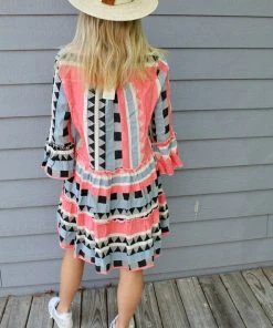 Sofia Tori Checks Dress Coral Sophia Collection 7 Sofia Tori Checks Dress Coral Sophia Collection