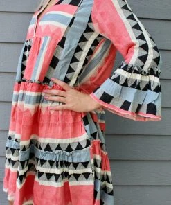 Sofia Tori Checks Dress Coral Sophia Collection