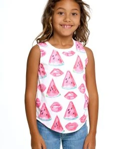 Chaser Girls Vintage Shirttail Muscle Watermelon