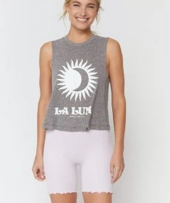 Spiritual Gangster Luna Crop Tank Heather Grey