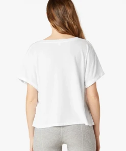 Beyond Yoga Deep V Pocket Tee White