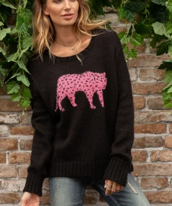 Wooden Ships Black Chunky Pink Cheetah Crew