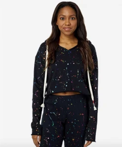 WildFox Foil Splatter Hoodie Black