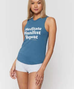 Spiritual Gangster Meditate Muscle Tank Teal