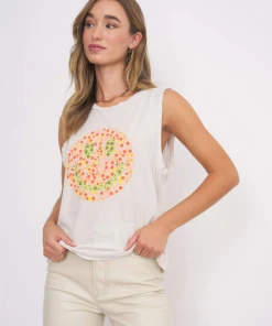Project Social T Smiley Trip Tank Vintage White