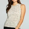 Chaser Linen Raw Edge Tank Khaya