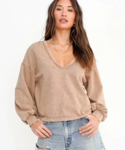 Project Social T Miki Shirred Reversible Sweatshirt Tea Leaves