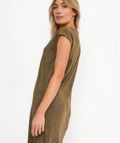 Project Social T Wave Washed Dress Army