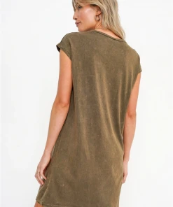 Project Social T Wave Washed Dress Army