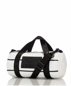 Aloha Collection Pinstripe Mini Duffle Black On White