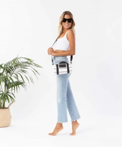 Aloha Collection Pinstripe Mini Duffle Black On White