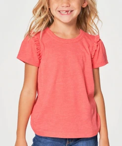 Chaser Jersey Ruffle Puff Sleeve Tee Pink Lemonade