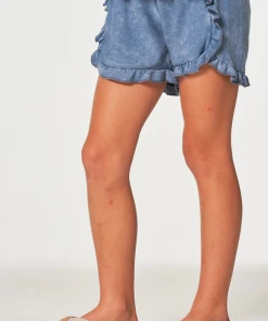 Chaser Girls Ruffle Dolphin Shorts Denim Mineral