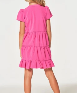 Chaser Coastal Puff Sleeve Tiered Dress Rio