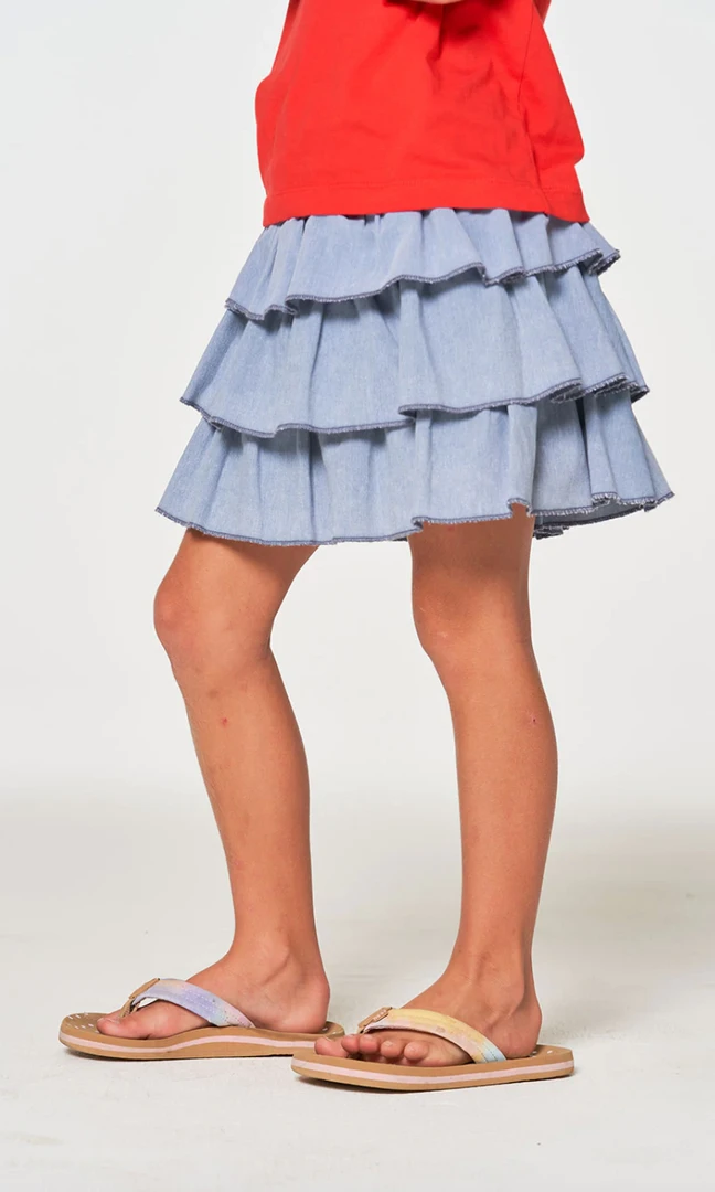 Chaser Coastal Tiered Ruffle Skort Demin Mineral 4 Chaser Coastal Tiered Ruffle Skort Demin Mineral