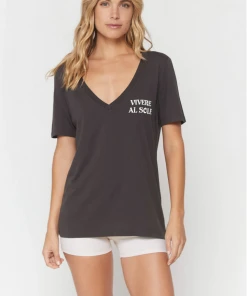 Spiritual Gangster Vivere V Neck Tee Vintage Black