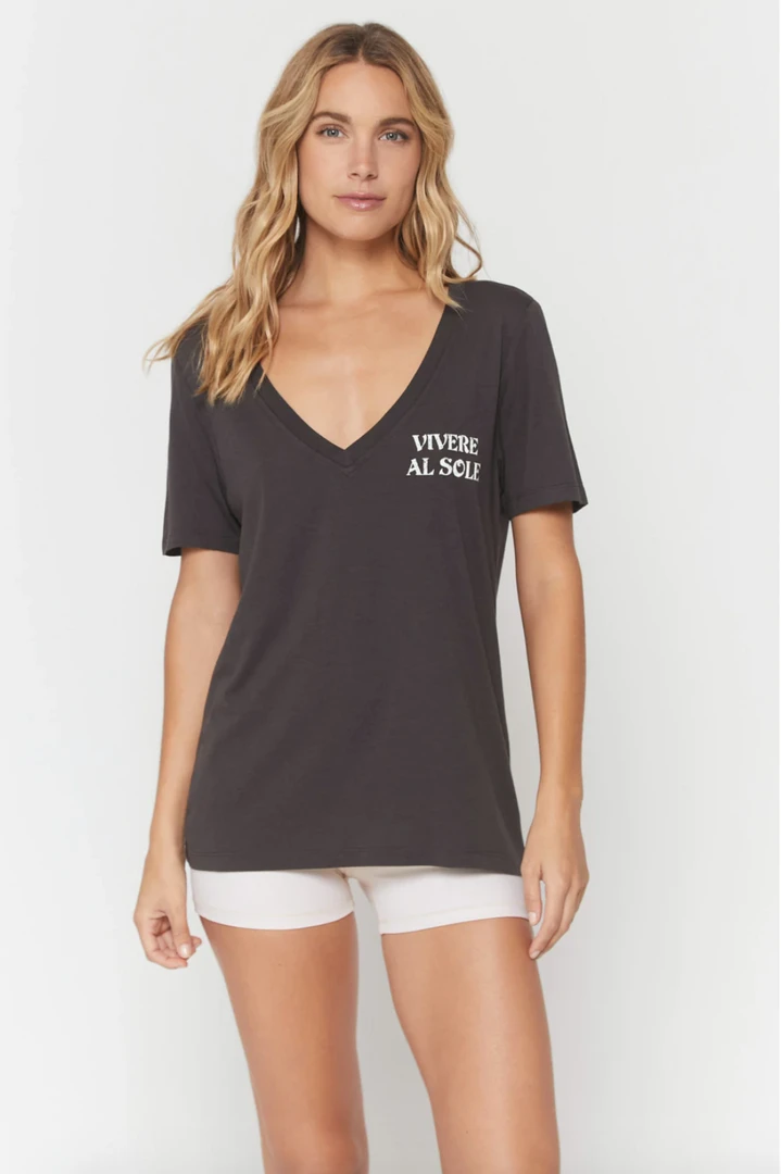 Spiritual Gangster Vivere V Neck Tee Vintage Black 3 Spiritual Gangster Vivere V Neck Tee Vintage Black