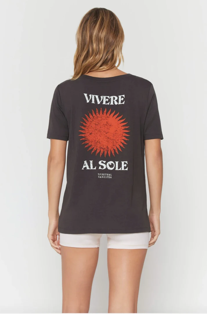 Spiritual Gangster Vivere V Neck Tee Vintage Black 4 Spiritual Gangster Vivere V Neck Tee Vintage Black