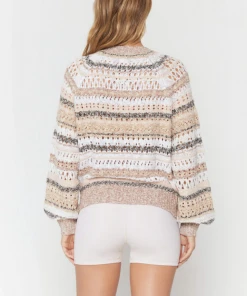 Spiritual Gangster Crochet Sweater Cuppocino Stripe Print