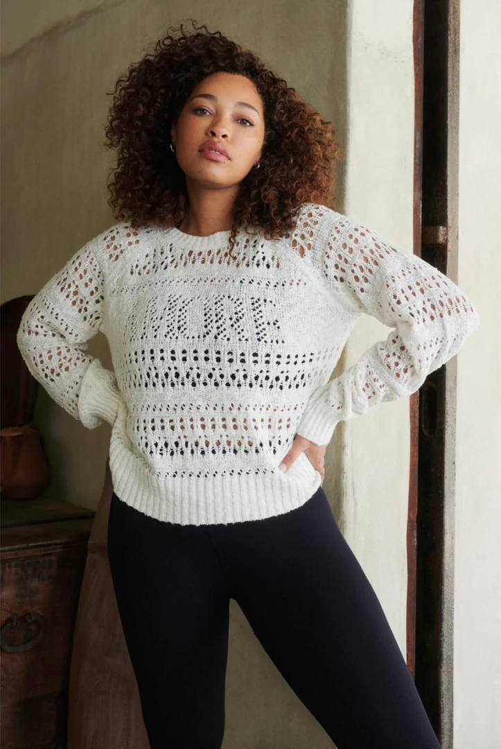 Spiritual Gangster Amore Crochet Sweater Stone 3 Spiritual Gangster Amore Crochet Sweater Stone