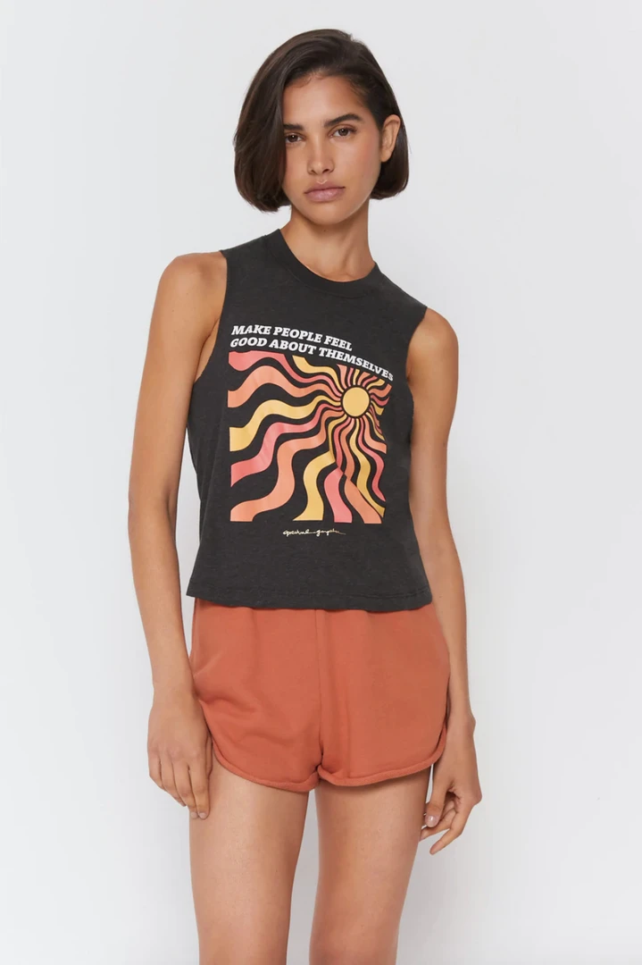 Spiritual Gangster Feel Good Crop Tank Heather Vintage Black 3 Spiritual Gangster Feel Good Crop Tank Heather Vintage Black