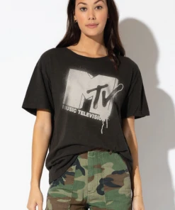 Sub_Urban Riot MTV Spray Paint Boyfriend Tee Faded Black