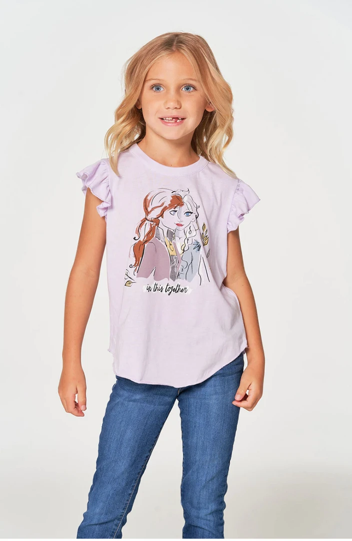 Chaser Girls Frozen Flutter Sleeve Tee Posy 3 Chaser Girls Frozen Flutter Sleeve Tee Posy