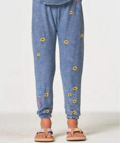 Chaser Girls Sunshine Day Cozy Knit Lounge Pant Denim Mineral Wash