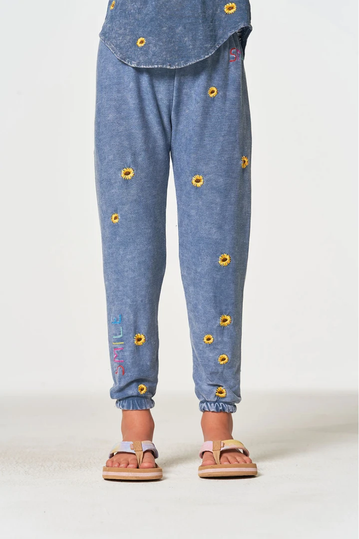 Chaser Girls Sunshine Day Cozy Knit Lounge Pant Denim Mineral Wash 3 Chaser Girls Sunshine Day Cozy Knit Lounge Pant Denim Mineral Wash