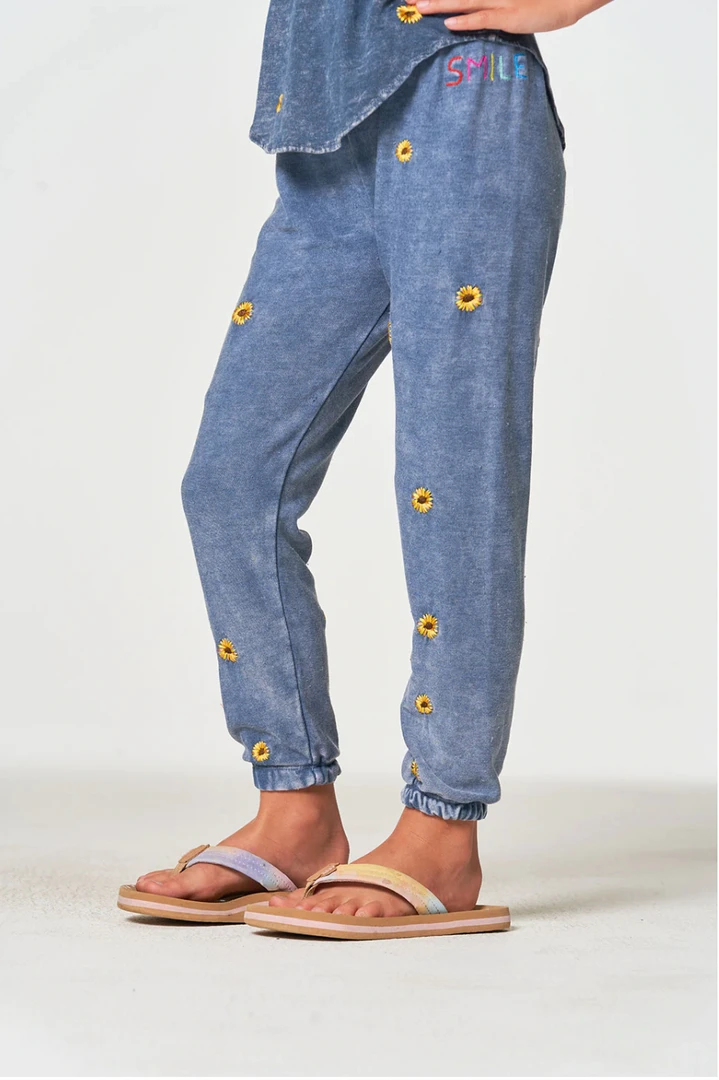 Chaser Girls Sunshine Day Cozy Knit Lounge Pant Denim Mineral Wash 5 Chaser Girls Sunshine Day Cozy Knit Lounge Pant Denim Mineral Wash