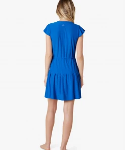 Beyond Yoga Featherweight Out And About Ruffle Dress Wayfinder Blue Wave