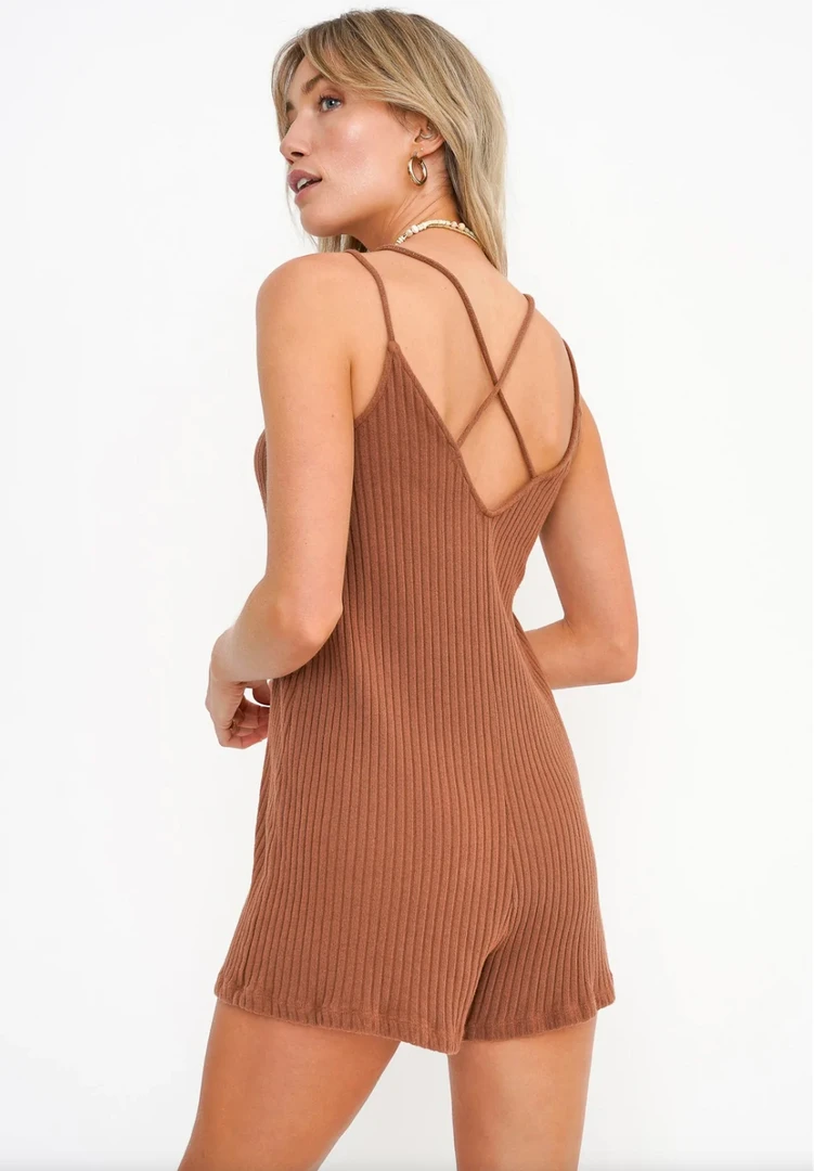 Project Social T Best Coast Ribbed Romper Desert Terra 4 Project Social T Best Coast Ribbed Romper Desert Terra