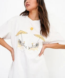 Project Social T Lounging Skeltons Oversized Tee Vintage White