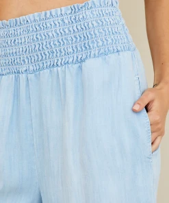 Bella Dahl Smocked Wide Leg Crop Riviera Wash 7 Bella Dahl Smocked Wide Leg Crop Riviera Wash