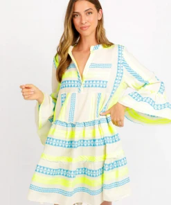 Sofia Sophia Collection Tori Neon Prints Dress Neon Yellow Celeste