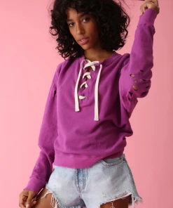 Electric&Rose New Arrivals Margot Distressed Sweatshirt Wildflower