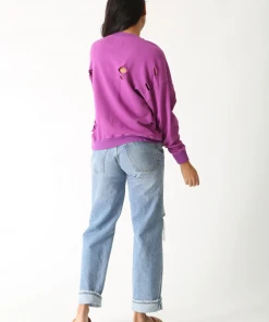 Electric&Rose New Arrivals Margot Distressed Sweatshirt Wildflower