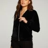 Chaser Velvet Zip Up Black